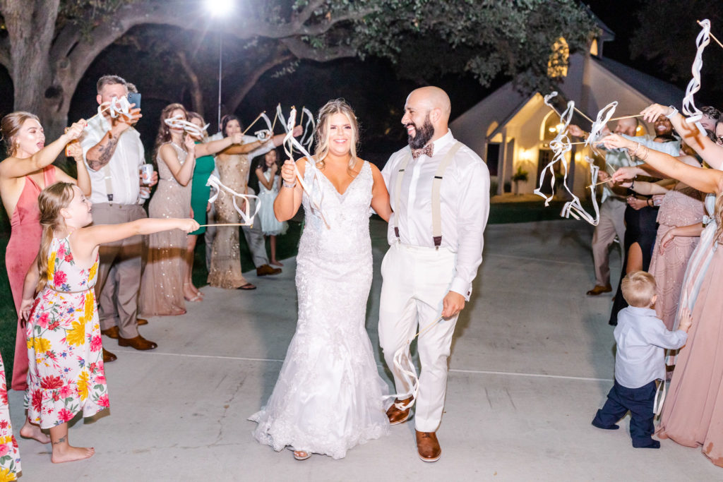 Wedding at Chandelier of Gruene, Touch of Whimsy Design and Coordination, Subtle textured wedding, exit, photography by Jessica Chole Photography
