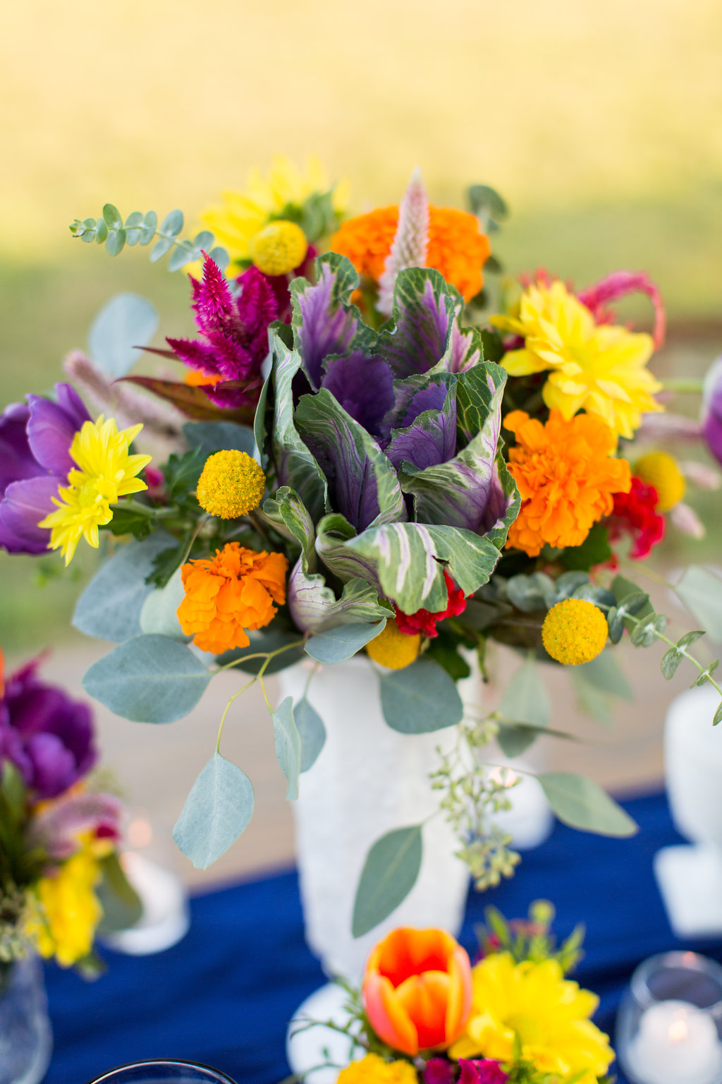 Colorful and unique fall wedding inspiration designed by Darcy Hamilton Wedding Finishings with flowers by Touch of Whimsy and photography by Pine and Blossom.
