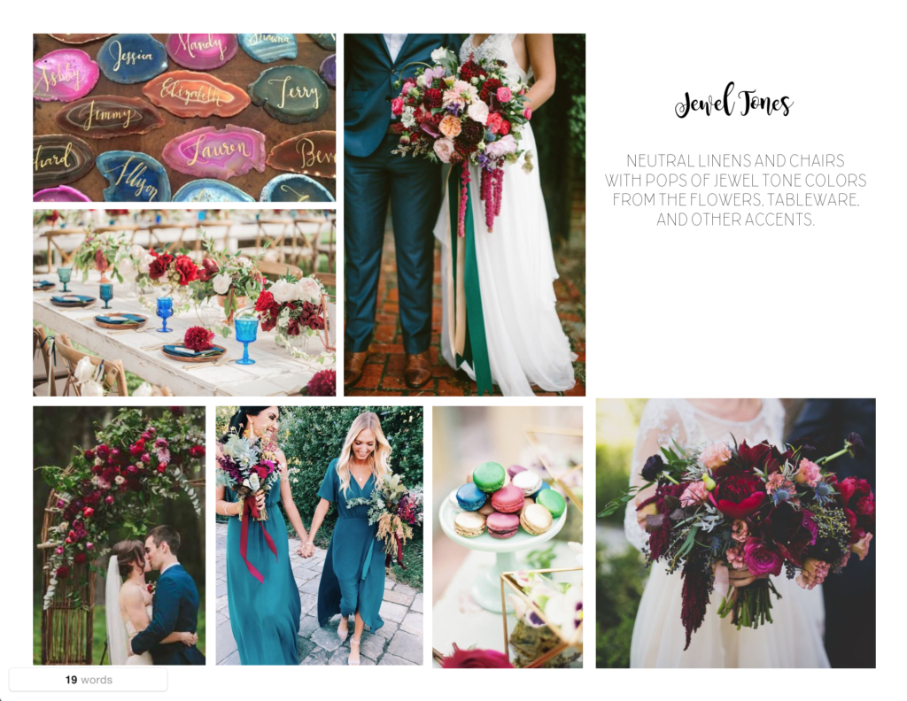 Jewel Tone Wedding Mood Board by Touch of Whimsy Design and Coordination | Letsgetwhimsical.com