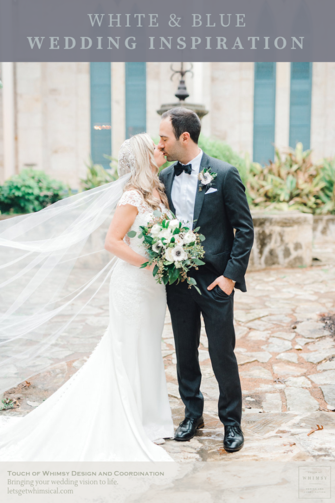 Touch of Whimsy, a San Antonio Wedding Planner, plans a white and blue wedding at the Southwest School of Art